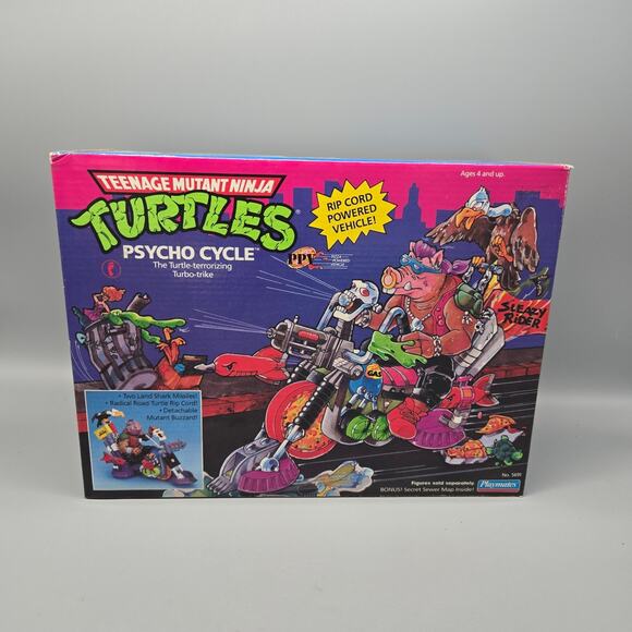 Teenage Ninja Turtles TMNT PSYCHO CYCLE Turbo Trike Playmates MIB 1990 🔥